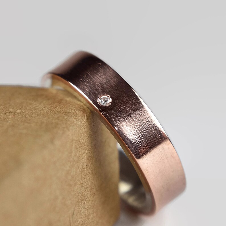 Engagement Wedding Ring Set Cubic Zirconia Rings Copper Engagement Copper Ring Set Wedding Band Ring Set Modern Copper Wedding Band Ring 6mm