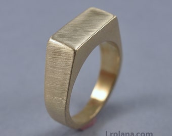 Men's Brass Signet Ring. Rectangle Brass Signet Ring. Custom Brass Signet Ring for Men. Matte Finish