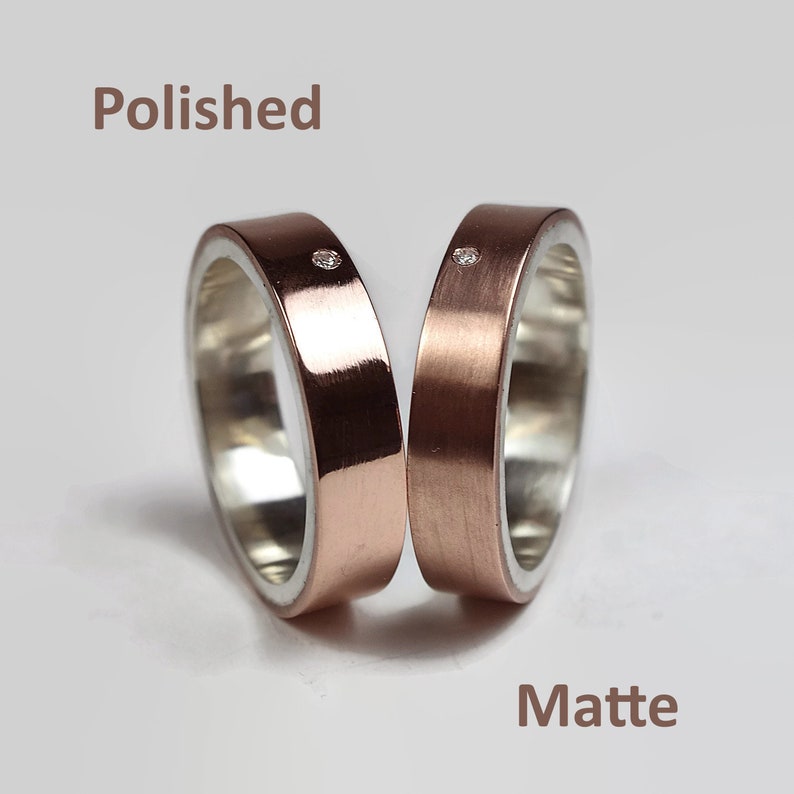 Engagement Wedding Ring Set Cubic Zirconia Rings Copper Engagement Copper Ring Set Wedding Band Ring Set Modern Copper Wedding Band Ring 6mm