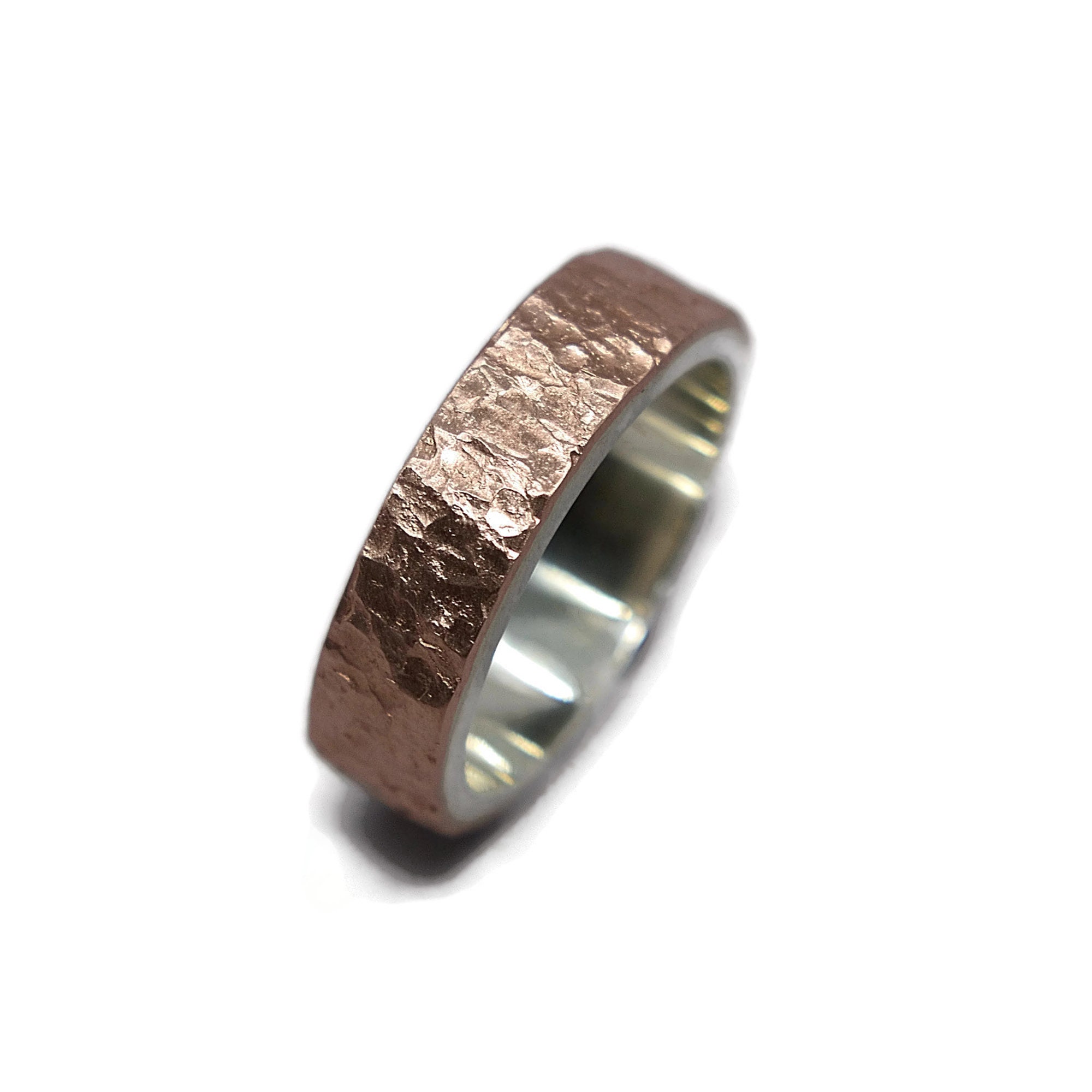 Mens Meteorite Copper Wedding Ring. Mens Rustic Copper