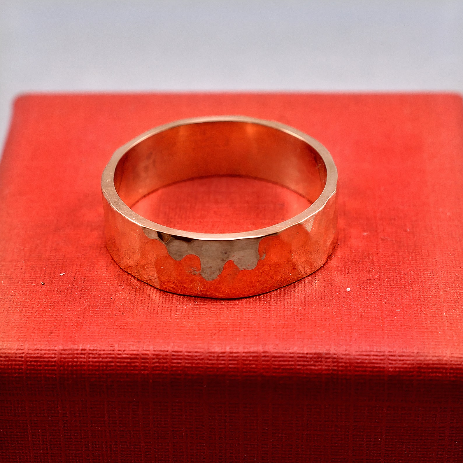 Hammered Red Bronze Wedding Ring Men's Hammered Bronze Etsy