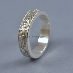 Floral Silver Wedding Ring