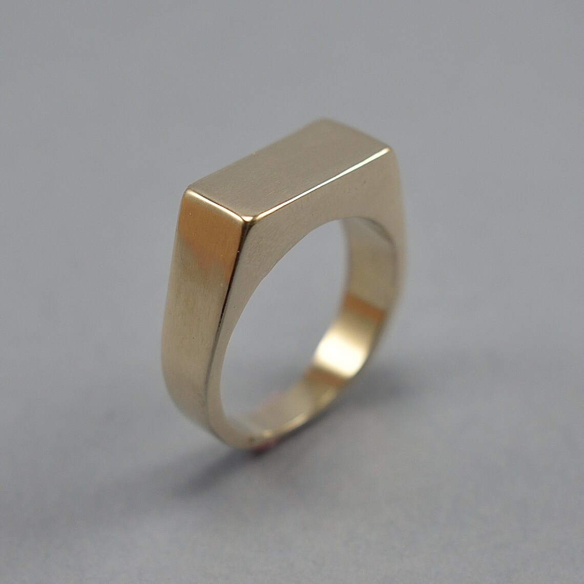 Rectangle Brass Signet Ring. Men's Geometric Signet Ring | Etsy