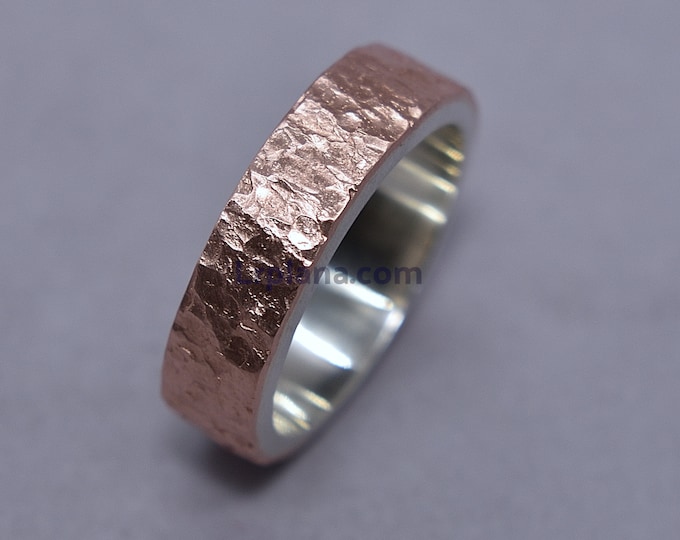 Copper Lava Wedding Ring, Men's Copper Rustic Wedding Band Ring, Custom Lava Ring Matte Ring 6mm