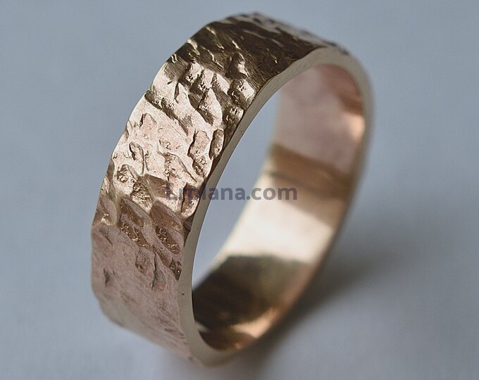 Red Bronze Rustic Wedding Ring for Men. Men's Red Bronze Lava Ring. Custom Bronze Ring. Finish Matte