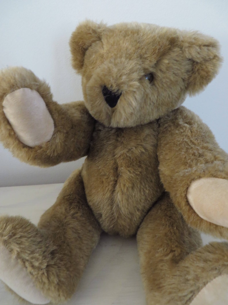 90s Vintage Teddy Bear Stuffed Animal Plush Jointed Teddy Bear Vermont Teddy Bear Company USA Collectible Toy Holiday Gift