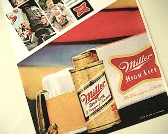 60s Vintage Ad / 1968 People on the GO...Miller Makes It Right / Retro Miller Beer Ad / Ready To Frame / Paper Ephemera / Gift For Him