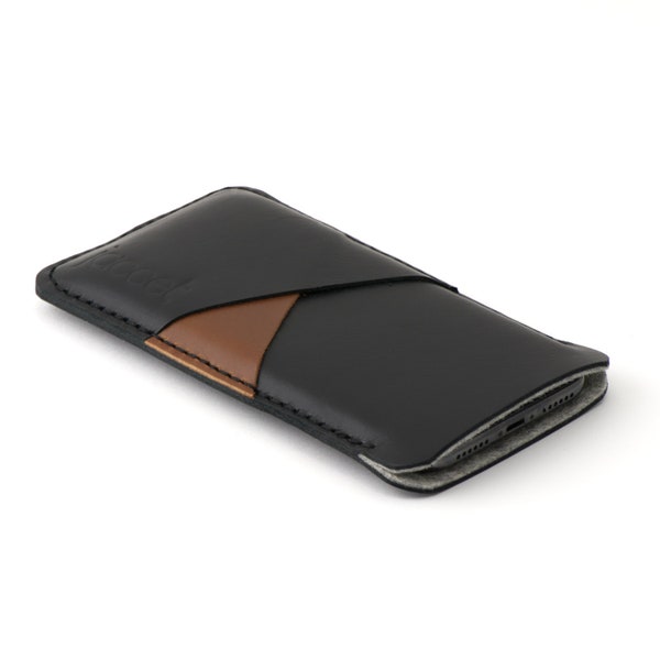 Étui pour Galaxy S24 Ultra en cuir pleine fleur - Cuir noir avec deux compartiments pour cartes - Disponible pour tous les modèles de Samsung Galaxy.