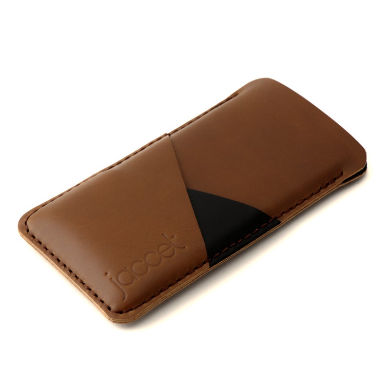 JACCET leather OnePlus 11 pouch Brown Full-grain leather with two pockets voor cards. Available for all OnePlus models image 3