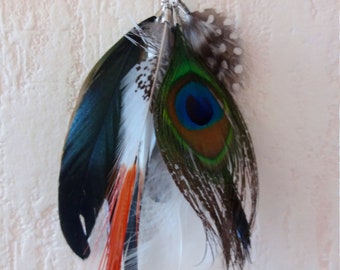 single loop, multicolored feathers