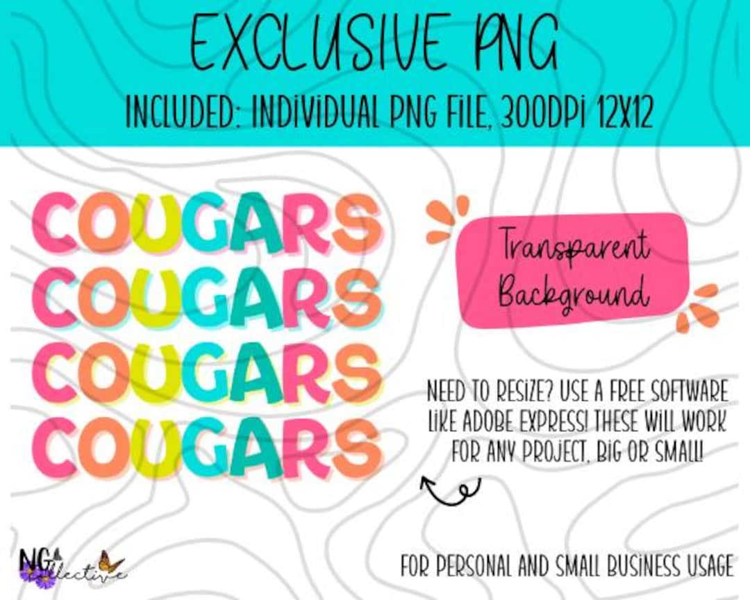Cougars PNG Clip Art Digital Download Mascot, School Teams, Sports Team ...