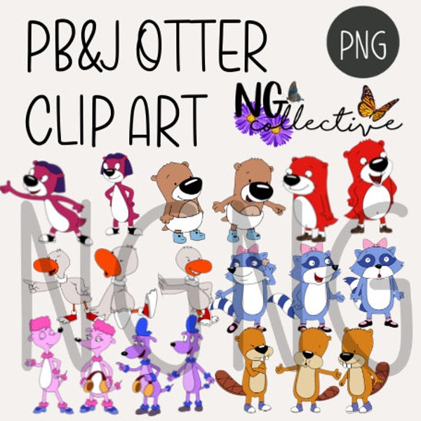 PB&J Otter Clip Art Set | Transparent PNG | Digital Download | Peanut Otter Duck Kid Show