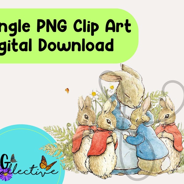 Peter Rabbit PNG Clip Art Digital Download | Peter Cottontail Beatrix Potter Tale of Peter Rabbit Clip Art Sublimation Classroom Birthday