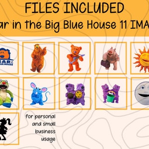 The Bear in the Big Blue House Puppet Transparent Clip Art PNG Set | Bear Luna Otters Ray Sun Characters