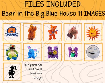 The Bear in the Big Blue House Puppet Transparent Clip Art PNG Set | Bear Luna Otters Ray Sun Characters