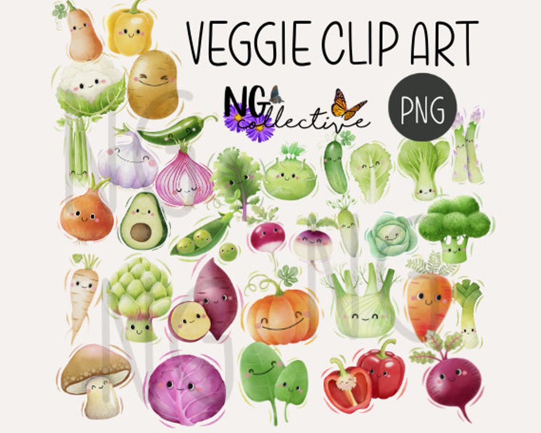 Watercolor Vegetable Clip Art Set Transparent PNG Digital Download ...