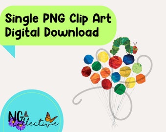 Verjaardag ballonnen PNG Clip Art digitale download | The Very Hungry Caterpillar Eric Carle Children's Book Clip Art School Library Teachers