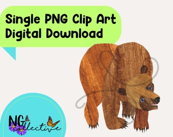 Brown Bear Brown Bear What Do You See? PNG Clip Art Digital Download | Eric Carle Clip Art PNG Brown Bear Clip Art Children's Books Teachers