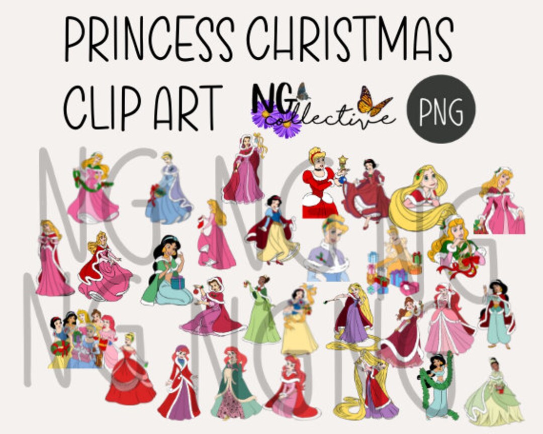 Christmas Princess Clip Art Digital Download Transparent PNG Ariel