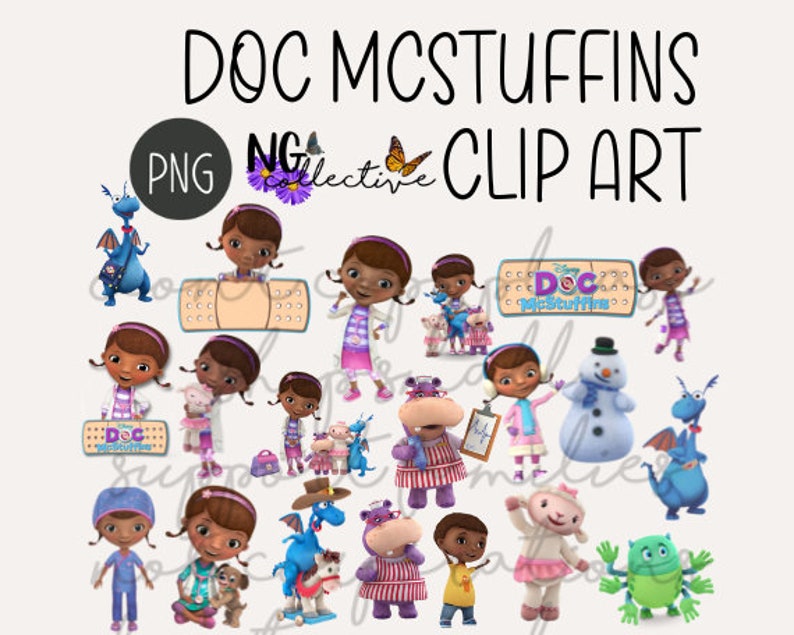 Doc Mcstuffins Clip Art Set Transparent PNG Digital - Etsy