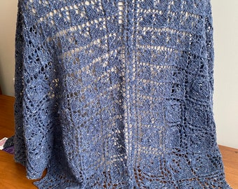 Cool Blue Tweedy Shawl