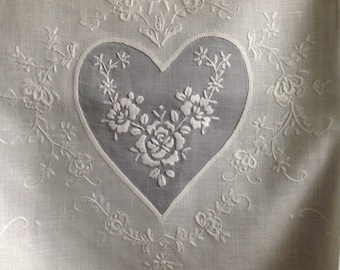 Embroidered Hearts LInen Panels (4)