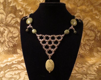 Russian jade necklace earrings set