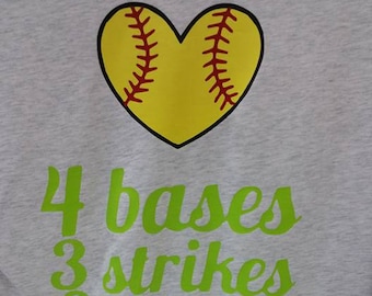 4 Bases, 3 Strikes, 2 Teams, 1 Winner Softball TShirt