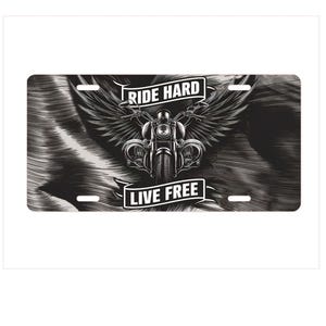 Collector&#39;s Motorcycle License Plate, Ride Hard Live Free, Vintage Biker Plate, Antique License, Retro Decor