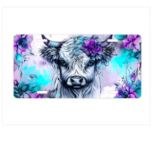 Highland Cow License Plate, Western Decor, Car Accessories, Auto Plate, Cow Print, Rustic Car Addition, Gift for Cow Lovers
