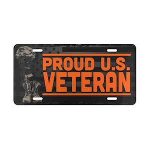 Trotse Amerikaanse veteraan make-upbord | Militaire laarzen vlag nummerplaat, cadeau voor veteraan