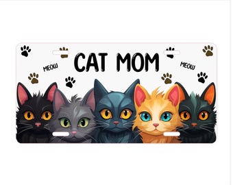 Cat Mom License Plate: Colorful Feline Accessory