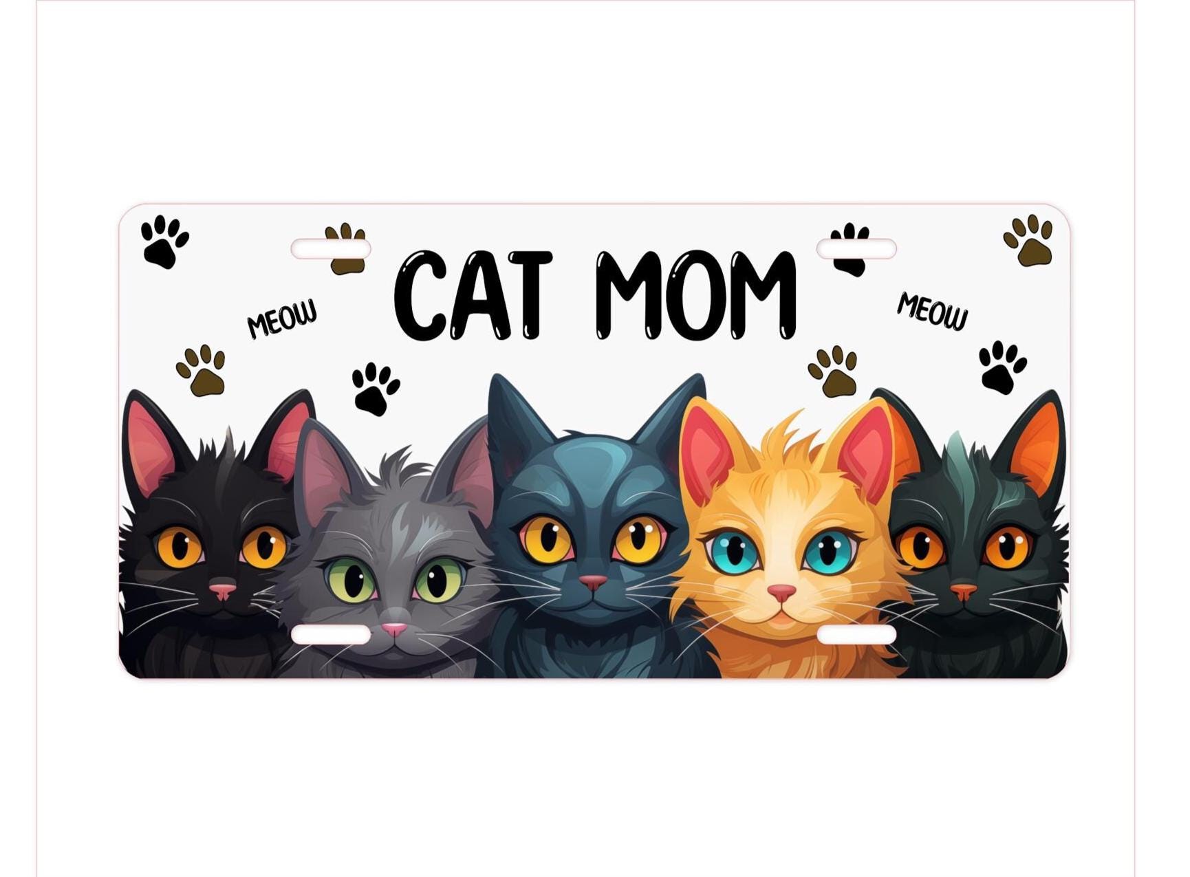 Mother Cat ラプレＬ＆オプション Cat Mom License Plate: Colorful Feline Accessory - Etsy