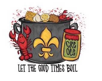 Crawfish Boil PNG: Hand-Drawn Louisiana Design (Printable Download)