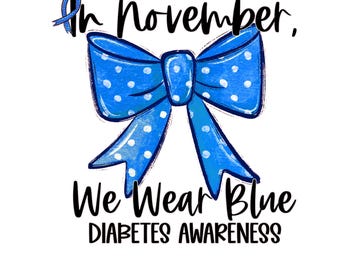 Diabetes Awareness Blue Ribbon PNG: Sublimation Design (Digital Download)