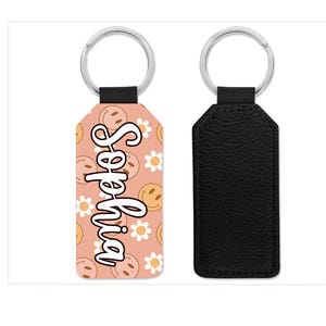 Personalized Keychain with smiley face, Custom keychain, keychain gift, personalized gift, car accessories