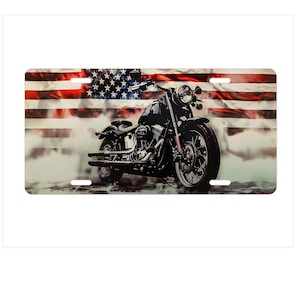 Classic Motorcycle Car License Plate, Vintage Metal Plate, Flag Design, Decorative Plate, Collectible Sign