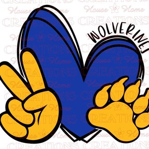 Peace Love Wolverines SVG, School Spirit SVG, Wolverines svg