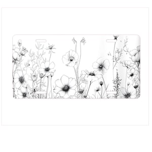 Wildflower License Plate, Automotive Decor, Custom Car Plate, Floral License Plate, Vehicle Wildflower Art, Gift for Car Lovers