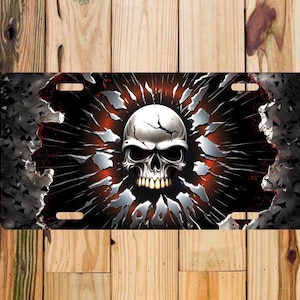 Skull license plate, car decoration, front license plate, gift for dad, gift for men
