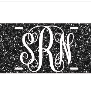 Glitter Effect Personalized License Plate, Custom Name Plate, Sparkly License Plate, Car Accessory Gift, Unique Gift