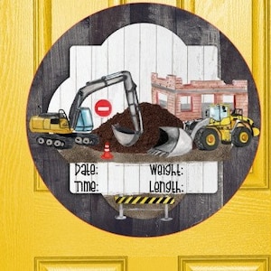 Hospital Door Hanger, Birth Stats Door Sign, Nursery Round Sign with Name and Birth Details, Ready to Hang Baby Room Decor