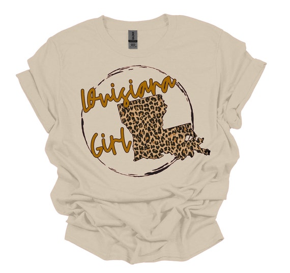 Louisiana Girl Shirt: Leopard Print State Graphic Tee