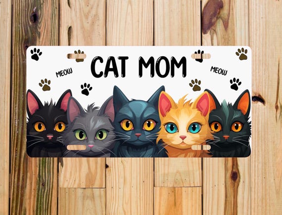 Cat Mom License Plate: Colorful Feline Accessory - Etsy