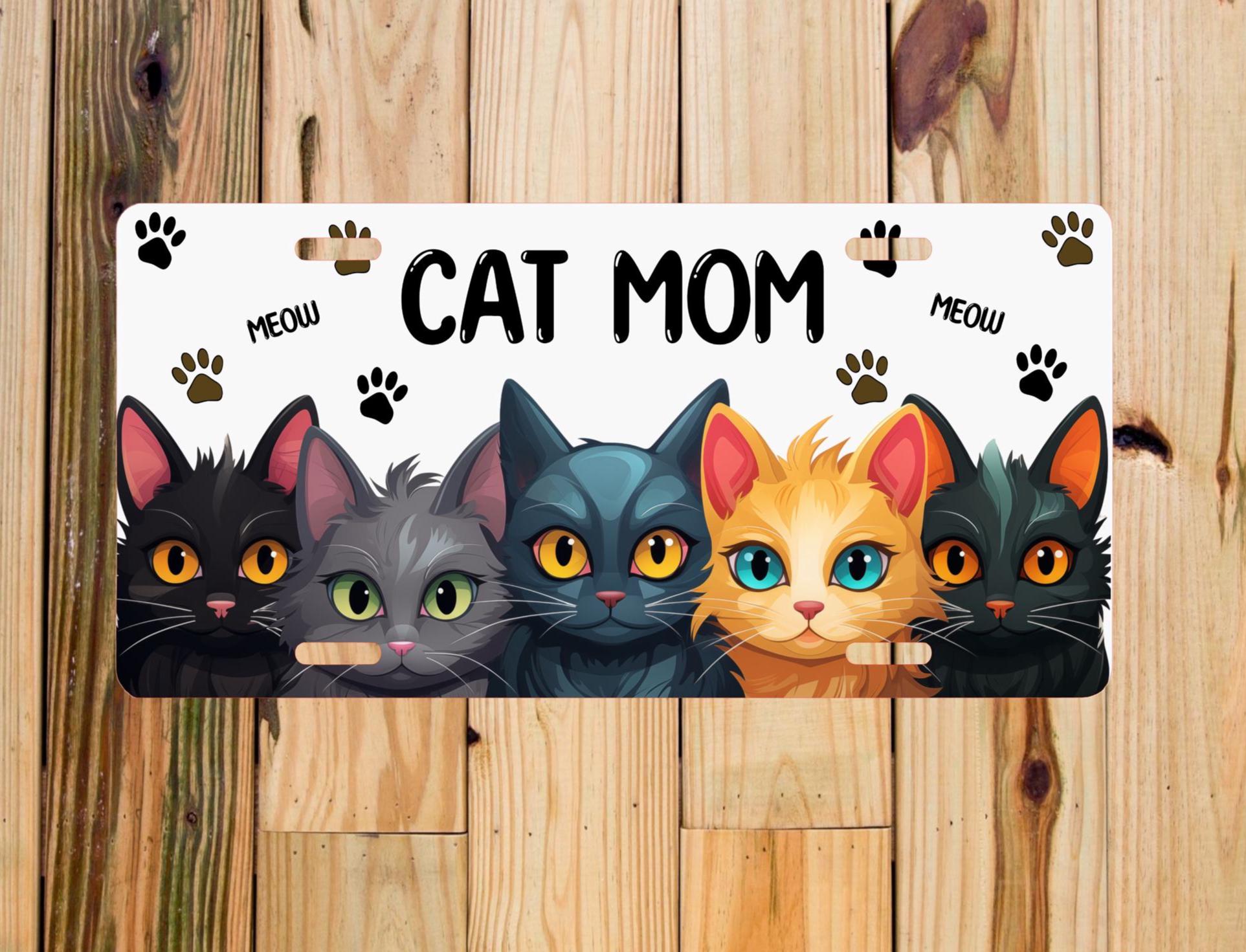 Cat Mom License Plate: Colorful Feline Accessory - Etsy