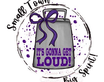 PNG de un pequeño pueblo con gran espíritu: Diseño escolar morado (Descarga digital)