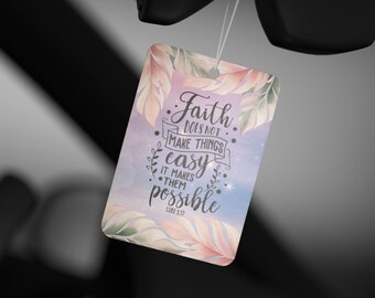 Faith Makes Things Possible Car Air Freshener | Inspirational Scripture Design, Gift for her, Gift for mom