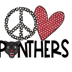 Peace love Panthers png, Sublimation png file, Instant download, peace love panthers shirt design, panthers graphic design