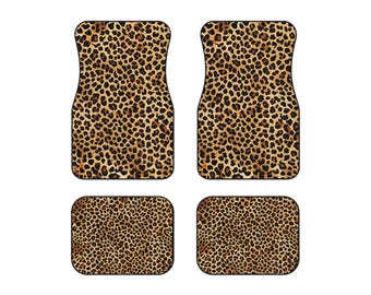 Leopard Print Car Mats Set of 4 | Animal Print Auto Floor Mats