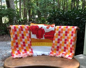 orange kitchen towel etsy